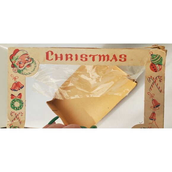 BOX ONLY VTG Christmas Ornament Empty USA 50s Cardboard Ephemera Santa Tree Lot - Picture 14 of 14